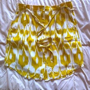 LOFT Yellow Mini Skirt with Vibrant Pattern